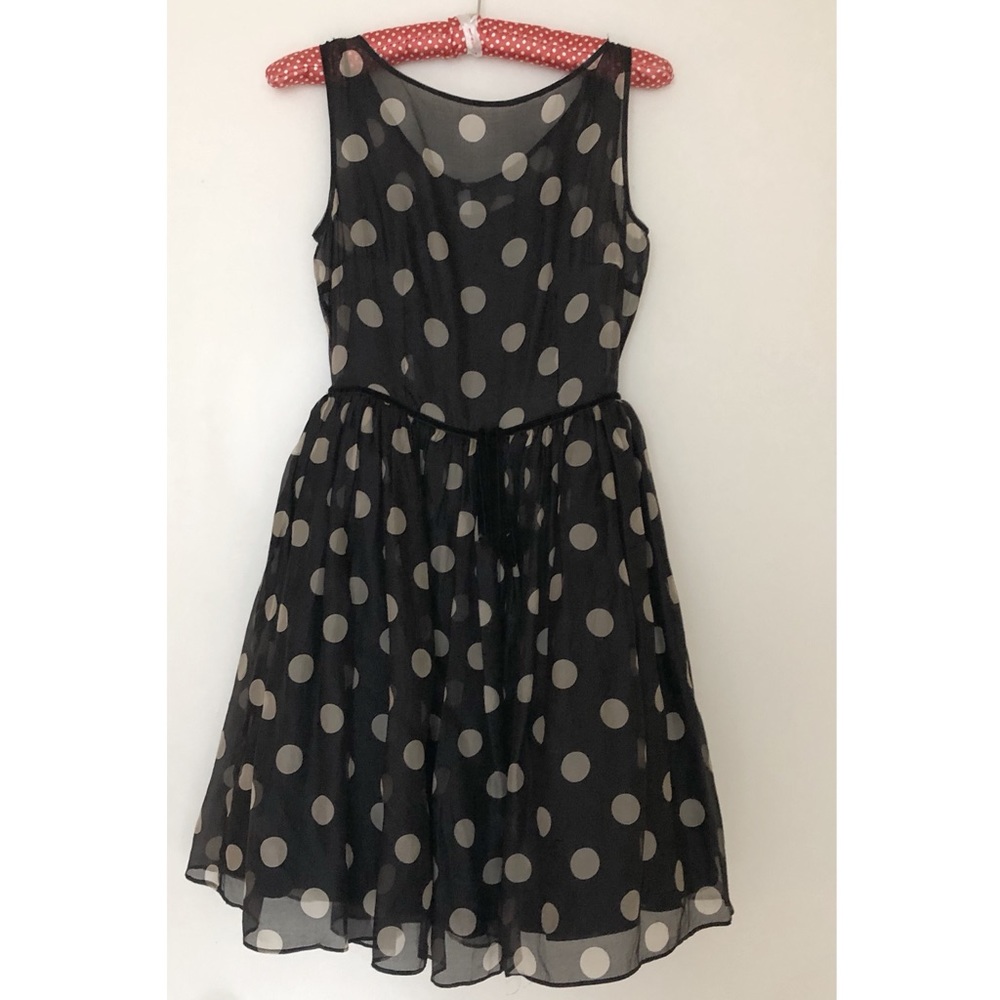 Black Silk Polka Dot Cocktail Dress